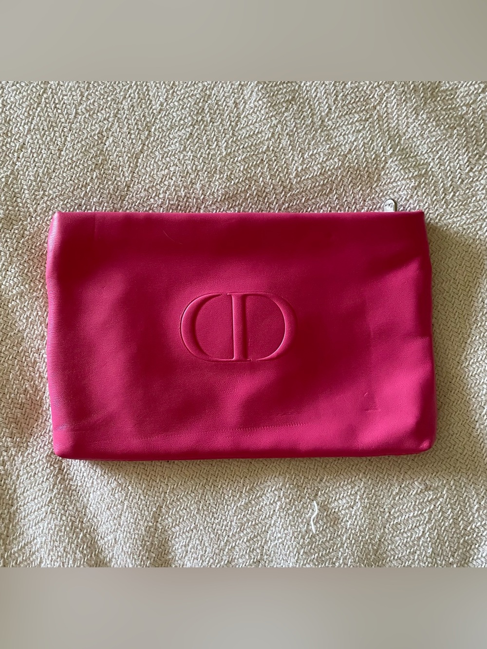 Christen Dior Fuchsia Embossed CD Wristlet Clutch